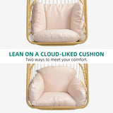 YITAHOME Wicker Swing Egg Chair with Cushions 350lbs, Foldable Hanging Basket Chair W/Stand Rattan Hammock Chair for Outdoor, Indoor, Patio, Bedroom - Beige YITAHOME