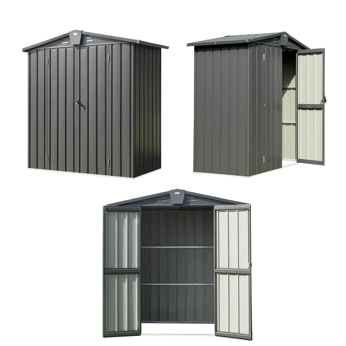Domi Outdoor Storage Shed 5.7' x 3’, Metal Garden Shed with Galvanized Steel Frame for Bike, Tools, Lawn Mowers, Pool Toys, Outdoor Storage Cabinet with Lockable Door for Garden Lawn Patio (Dark Grey) domi outdoor living