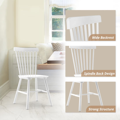 LUE BONA 4PC 18" White Windsor Dining Chairs Set, Spindle Back Wood Dining Chair, Sturdy Solid Hardwood Construction, Easy Assembly, Ideal for Kitchen and Dining Room - WoodArtSupply