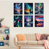 6 Pack Paint by Numbers Kit for Adults-Aurora Adult Paint by Number Kits on Canvas for Beginners,Nature Scenery DIY Acrylic Number Painting Kits for Home Wall Decor Gift 11.8x15.7Inch (Without Frame) RYMILIE