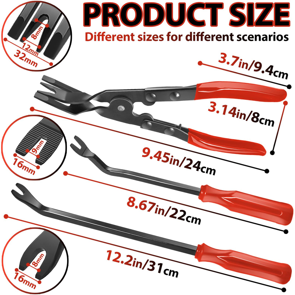 Keze 3 Pcs Auto Clip Pliers Set and Fastener Remover,Car Trim Rivet Removal Pry Tool Repair Kit with Storage Bag for Automotive Door Panel,Upholstery,Dashboard,Plastic Fasteners Keze