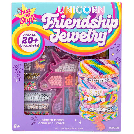 Just My Style Unicorn Friendship Bracelets by Horizon Group USA Create 20+ Bracelets, Kit Includes 1300+ Beads ABC Beads, Metallic Beads Unicorn Storage Case & More Just My Style
