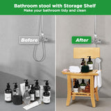 Ollieroo Two-Tier Bamboo Shower Chair for Inside Shower, Waterproof Baby Bath Seat with Storage Shelf, Soap Dish and Shower Head Holder, Shower Stool for Seniors Adults Disabled Pregnant(Natual) Ollieroo