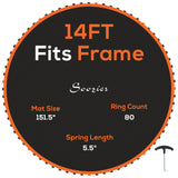 Soozier Trampoline Replacement Mat, Fits 14' Trampoline with 80 V Hooks & 5.5" Springs, Trampoline Mat with 8 Rows of Stitching & Spring Pull Tool Spring & Frame not Included, Orange Soozier