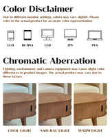 Pruchant Oval Lift Top Coffee Table with Storage, 47.2" Mid Century Modern Living Room Center Table with 180° Sliding Tambour Door, Wood Fluted Coffee Table for Home Office, Walnut Pruchant
