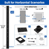 Muzata Aluminum Black Cable Railing Post 36 Inch 36"X2"x2" Level Drilled Surface Mount Cable Railing System Kit Indoor Outdoor Seaside with Paper User Guide PD02 BHAS Muzata