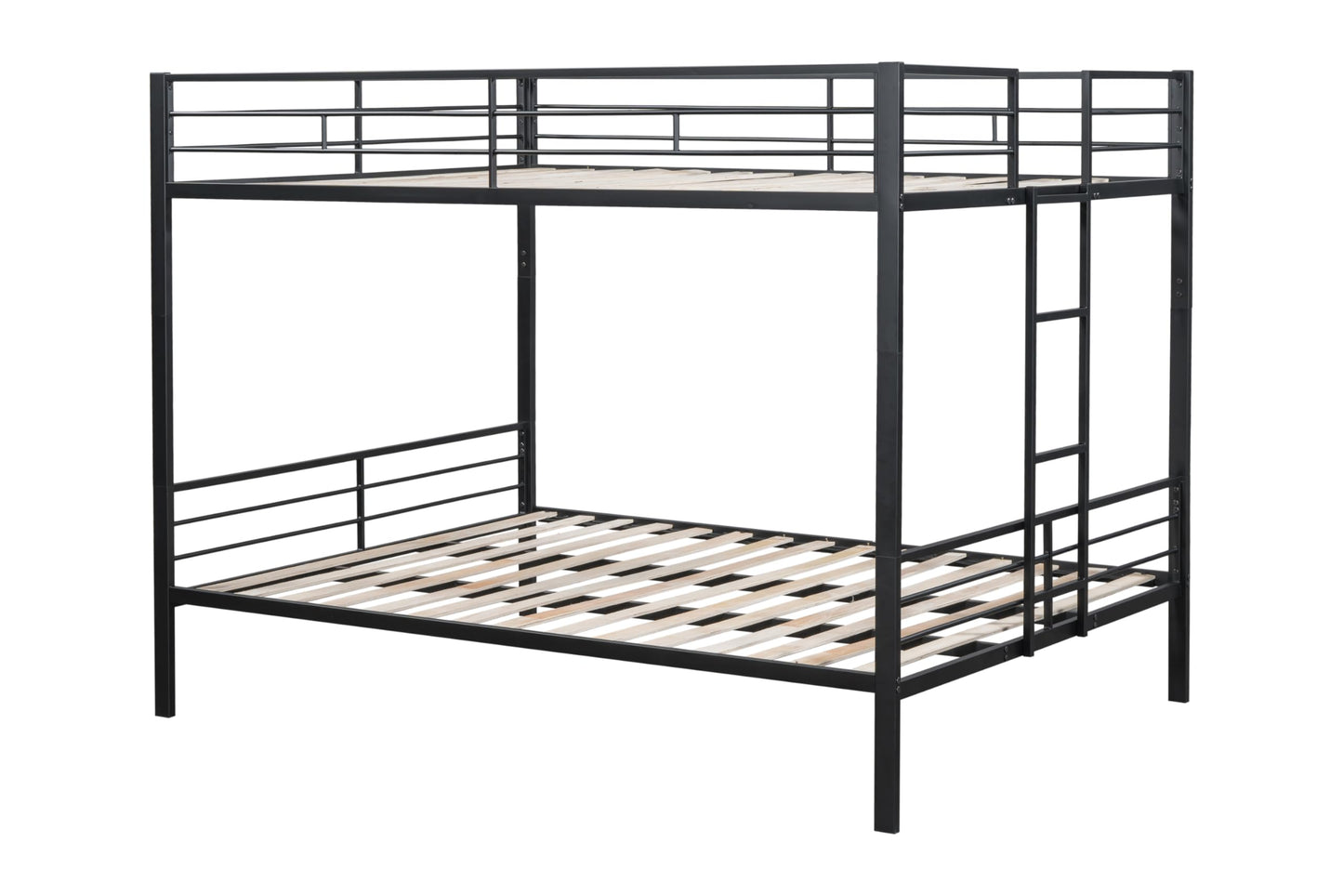 DNYN Black Queen Over Queen Bunk Bed with Wood Slat Support for Kids and Adults, Space-Saving Design, Easy Assembly, No Box Spring Needed - WoodArtSupply