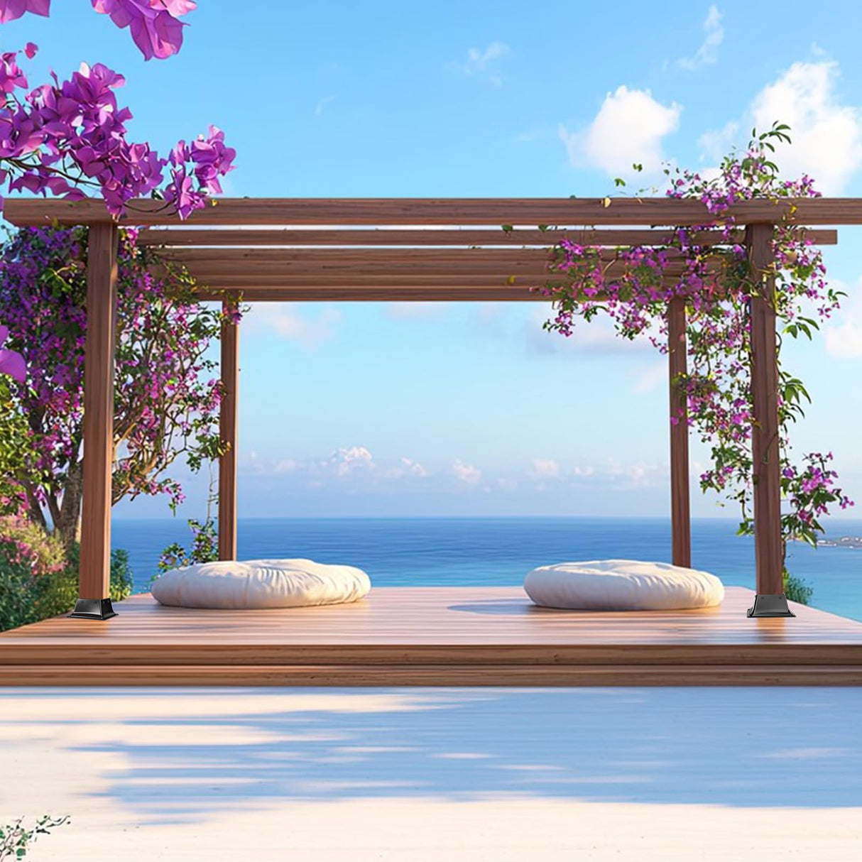 4x4 Post Base 4Pcs-Inner Size 3.5x3.5-Heavy Duty Metal Post Brackets-Deck Post Anchors-Solid Steel-Powder Coated-Wood Post Holder for Porch Handrail Railing Pergola Fence Pavilion-Support Deck Base Vlaeng