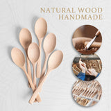 Hefild 7.3inch Small Wooden Spoons, 6PCS Uncoated Beech Plain Small Wooden Spoons Set, Table Spoons for Present Honey, Serving, Eating, Soup, Chocolate, Coffee, Tea Hefild