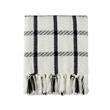 CREVENT 50"X60" Farmhouse Breathable Soft and Warm Chenille Plaid Throw Blanket for Sofa Couch Bed, Home Decoration Throw with Tassles (Black & White) CREVENT