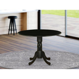 East West Furniture DLT-ABK-TP Dublin Dining Table - a Round Wooden Table Top with Dropleaf & Pedestal Base, 42x42 Inch, Wirebrushed Black East West Furniture