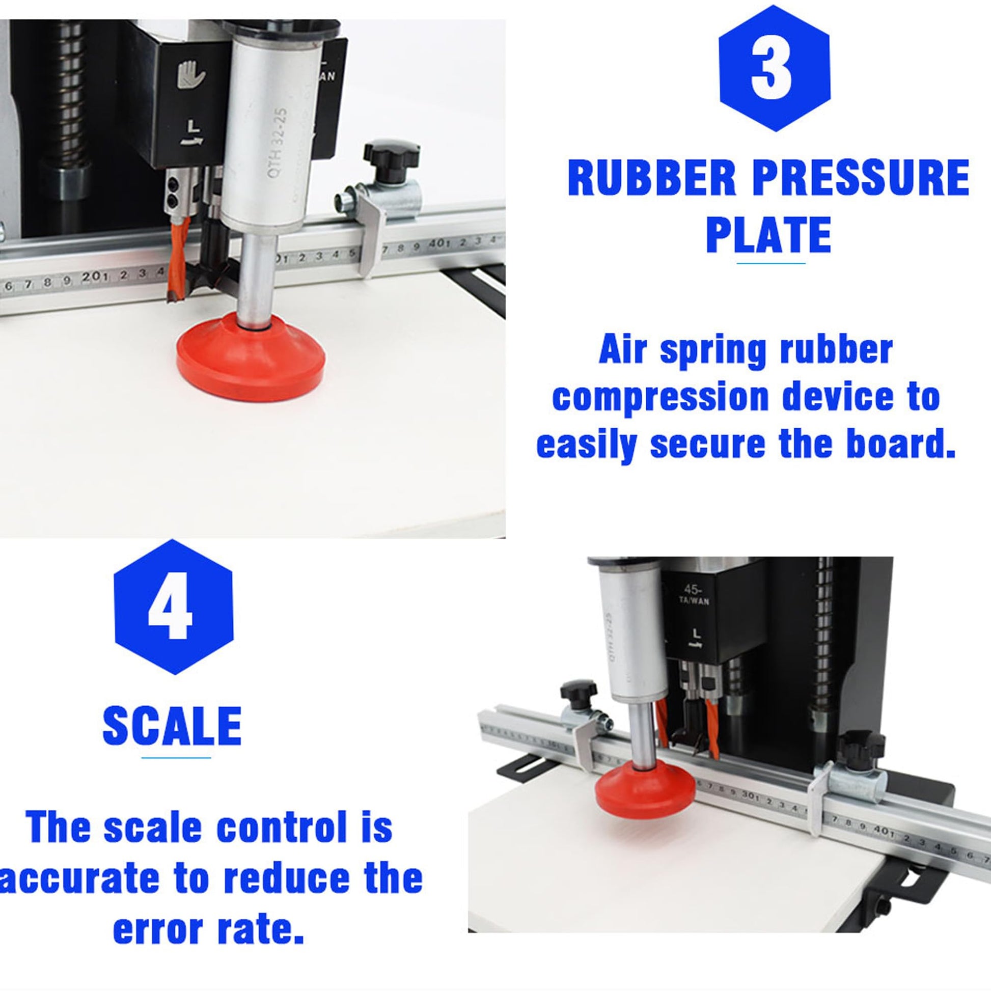 HQHAOTWU Portable Electric Hinge Boring Insertion Machine Adjustable Punching Depth Hinge Drill Press Machine Woodworking Hinge Boring Processing Machine 45-9.5 Combined Drill - WoodArtSupply