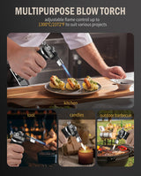 RAVS Butane Torch Lighter, DUAL Flame Mode Kitchen Torch, Refillable Cooking Torch Gun, Creme Brulee Torch Lighter, Blow Torch for Cooking, Welding, Mini Torch Soldering Torch, Butane is Not Included ravs