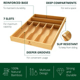 ROYAL CRAFT WOOD Luxury Bamboo Utensil Rack and Silverware Organizer, Kitchen Drawer Organizer - Utensil Holder and Cutlery Tray with Grooved Drawer Dividers for Flatware 7 Slot, Natural ROYAL CRAFT WOOD