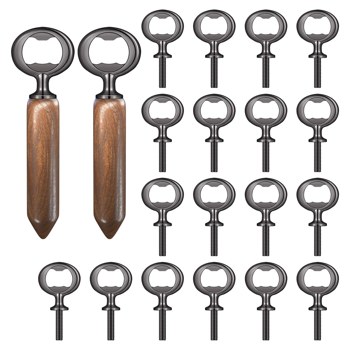 Yugada Metal Bottle Opener Kit, 20 Pcs Blank Stainless Steel Inserts, DIY Beer Opener Hardware DIY Craft Handmade Wood Turning Kits, Flat Black Inserts Yugada