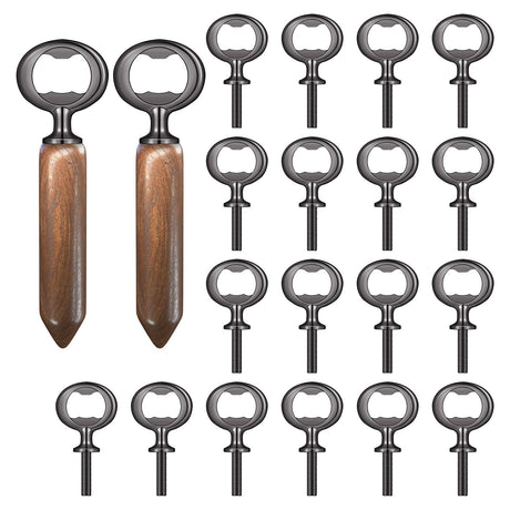 Yugada Metal Bottle Opener Kit, 20 Pcs Blank Stainless Steel Inserts, DIY Beer Opener Hardware DIY Craft Handmade Wood Turning Kits, Flat Black Inserts Yugada