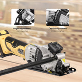 Inequalit 4-1/2 Inch Mini Circular Saw, 3400 RPM Cordless Circular Saw with Laser Guide, Rip Guides, 2 Blades (24T Wood + 60T Metal), Max Cutting Depth 1-11/16" (90°), 1-1/8" (45°)" Inequalit