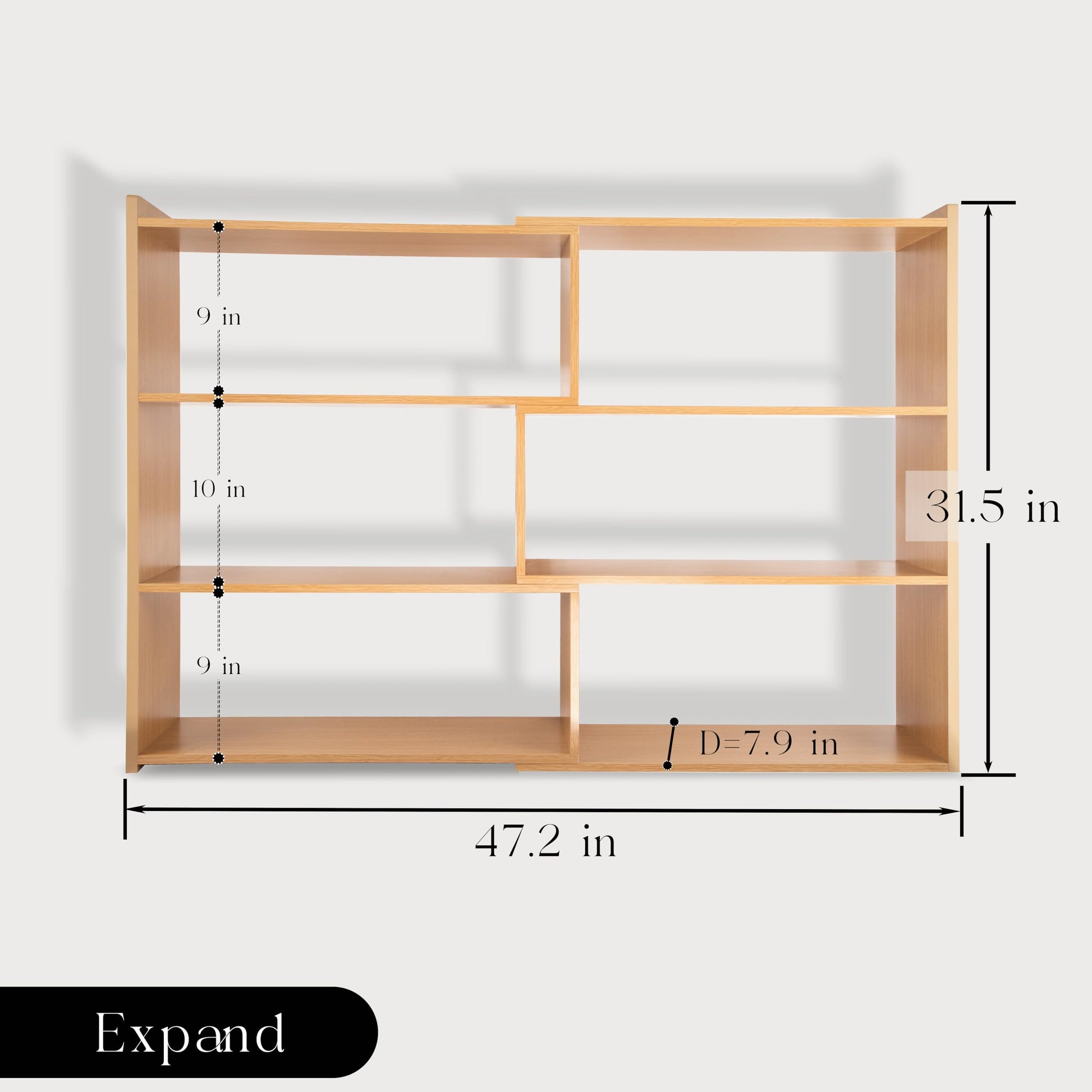 Cmishe Expandable 4-Tier Wooden Bookshelf for Small Spaces - Modern Natural Finish - WoodArtSupply