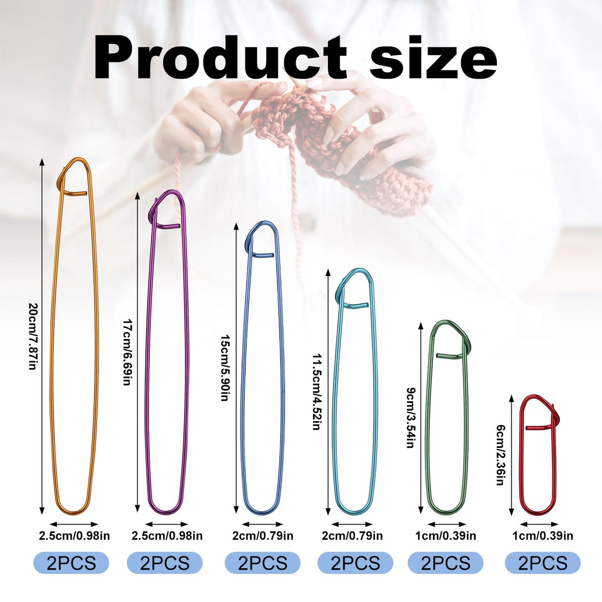 12pcs Knitting Stitch Holders, Handy Yarn Stitch Holder Versatile Knitting Crochet Hook Practical Knitting Needle Holders Colorful Crochet Stitch Holders for Quilting Sewing Knitting (6 Sizes) lasuroa