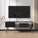 HAIOOU Coffee Table, Mid Century Modern Style Cocktail Table TV Stand with Drawer, Open Storage Shelf, Stable Floor-Anti-Scratching Pine Leg for Home, Office, Living Room - Black HAIOOU