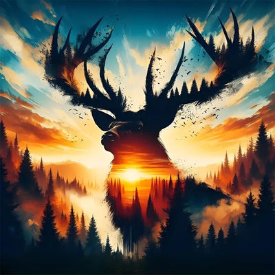 Forest Deer Diamond Art Kits for Adults,5D Full Round Drill Dots Diamond Painting Kits for Beginners Landscape Scenery,DIY Gem Art and Crafts Deer Paint by Diamonds Easy,Home Wall Decor 13.7X13.7 Inch