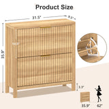 YOMILUVE Shoe Cabinet Storage for Entryway, Fluted Shoe Cabinet with 2 Flip Drawers, Hidden Shoe Rack Tall Freestanding Shoe Organizer with Legs for Hallway, Wood YOMILUVE