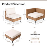 LAUSAINT HOME Outdoor Patio Furniture, 8 Piece Outdoor Sectional Sofa PE Rattan Wicker Patio Conversation Sets,All Weather Patio Furniture Set with Thick Cushions for Garden, Poolside, Backyard(Beige) LAUSAINT HOME