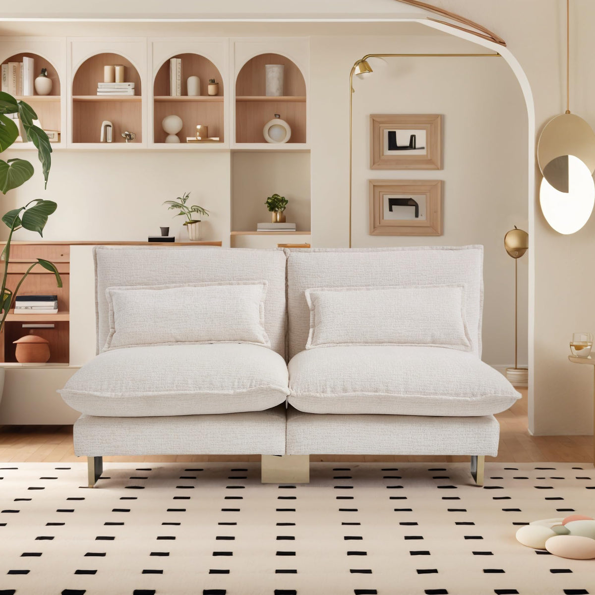 Hyfirm Small Modular Sofa Armless Loveseat, Modern 2-Seats Mini Sofa C ...