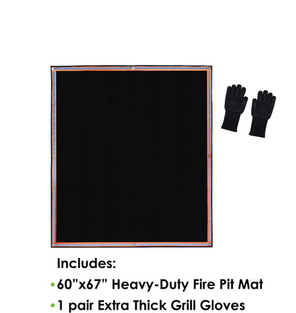 XL Fire Pit Mat, USA Based, Fireproof Under Grill Mat, 3 Layer, 67" x 60", for Outdoor Grill, Firepit, Grass, Patio, Lawn, Campsite, BBQ Mat, Ember Mat, Deck Protector