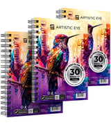 ARTISTIC EYE 5.5x8.5 Premium Watercolor Pads, Pack of 3 (90 Sheets), Spiral Bound, 140lb (300gsm), Acid-Free Paper, Perfect for Most Wet & Dry Media, Ideal for Beginners, Artists & Professionals ARTISTIC EYE