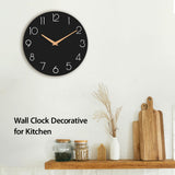 cicininc Wall Clock, 10 Inch Wooden Silent Non-Ticking, Decorative Battery Operated Wall Clocks for Bedroom, Kitchen, Home, Living Room, Office, School, Hotel (Black) cicininc