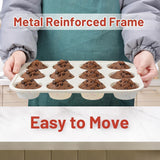 CAKETIME Silicone Muffin Pan, Metal Reinforced Frame Cupcake Pan 12 Cups Regular Size Easy to Move in or Out of Oven Non-Stick (2) CAKETIME