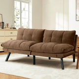 SoarFlash 67 Inch Futon Double Sofa Bed, 2 in 1 Velvet Loveseat with Adjustable Backrest Memory Foam Sofa for Living Room Bedroom Office Apartment Compact Couch(Brown) SoarFlash