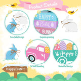 5 Pieces Easter Tiered Tray Decor Easter Farmhouse Wood Decor 3 Faux Books Bundle with Twine Easter Truck Sign and Wood Rabbit Sign Bunny Egg Spring Wooden Sign Tiered Tray for Easter Decor (Bunny) Blulu