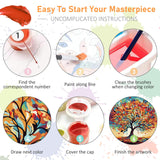 Framed Paint by Numbers Kit for Adults Beginners & Kids Ages 8-12, Tree of Life Acrylic Easy Paint by Number with Frame, Watercolor Paint by Number Kits on Canvas Framed (10 * 10 Inch, Without Easel) Offito