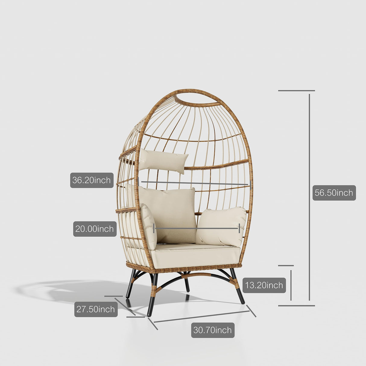 LUCKYBERRY Wicker Egg Chair Rattan Chair Brown, Outdoor Patio Porch Lounge… LUCKYBERRY