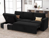 Belffin Modular Sectional Sleeper Sofa with Pull Out Couch, L Shaped Sleeper Pull Out Bed, Convertible Sectional Couches for Living Room, Black Belffin