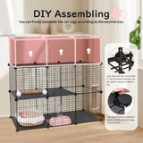 BriSunshine Cat Cages Indoor, 3 Tier DIY Cat Enclosure with Large Hammock, Metal Wire Pet House Kennels Crate Catio with Litter Box, Bed, Scratchers, Bowl, Stairs for 1-2 Cats BriSunshine