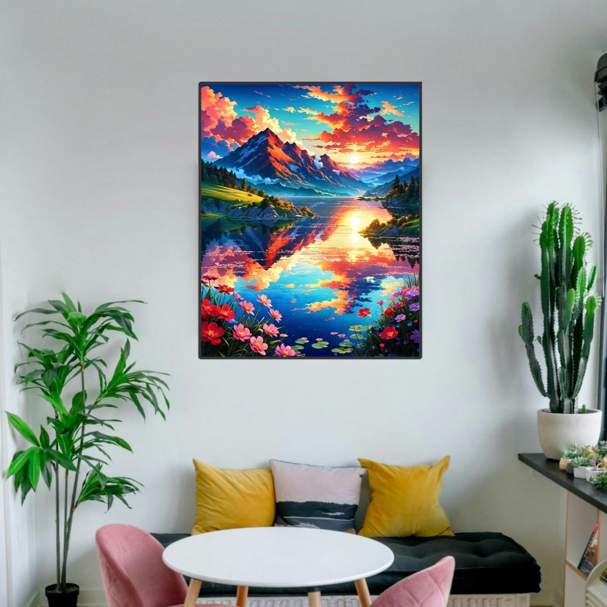 Mountain Paint By Numbers Kit For Adults Beginner Nature Adult Paint By Number Kits On Canvas Mountain Oil Painting Kit For Beginners Adults' Paint-By-Number Kits For Gift Home Wall Decor 16x20 Inch ldazao