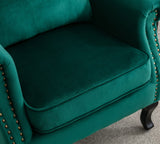 ZETZU Mid Century Modern Accent Chair Upholstered Armchair Comfy Velvet Fabric Single Sofa with Lined Wingback for Small Spaces Bedroom Living Room, Velvet Green, 30.1D x 30.5W x 35H in ZETZU