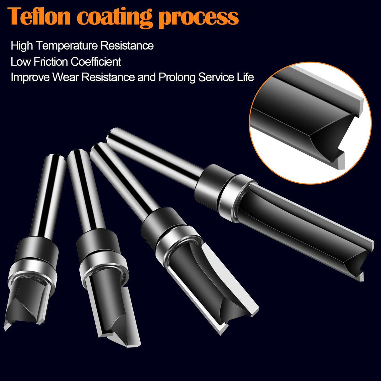 Pattern Flush Trim Router Bit Set, LANGSKIP'S 4PCS 1/4 Inch Shank Top Bearing Flush Trim Router Bit, Carbide Template Router Bits 1/2”, 3/4”, 1”, 1-1/2'' with Updated YG6X Carbide, Durable for DIY LANGSKIP'S