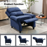 IOMOR Push Back Recliner Chair, Fabric Armchair Overstuffed Pushback Recliner, Heavy Duty Single Sofa Chair with Padded Seat Solid Wood Legs for Living Room (Blue) IOMOR