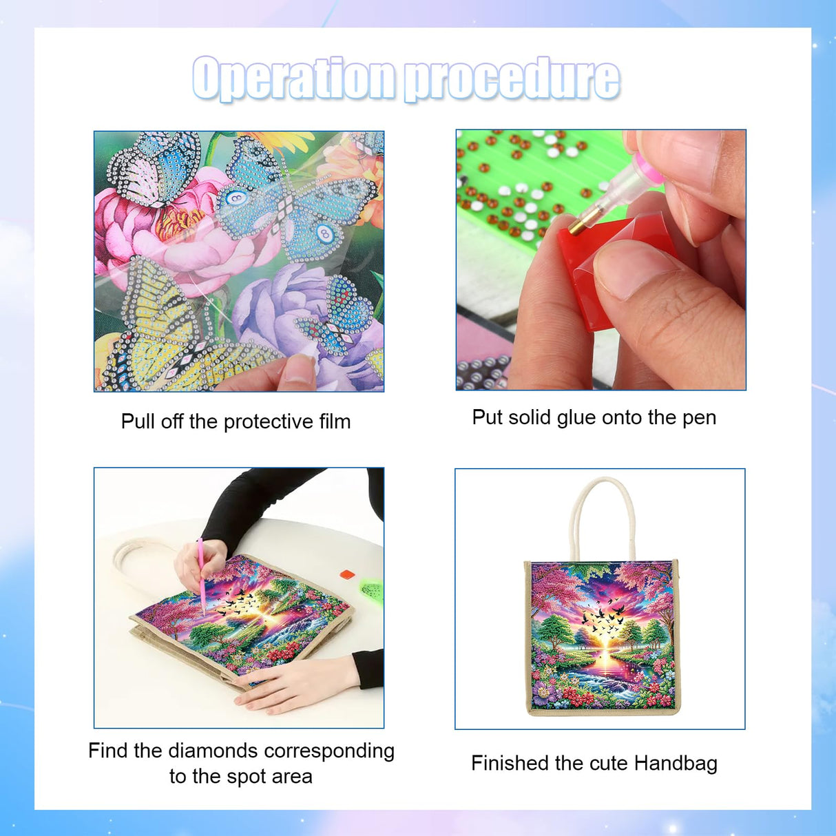 Tontut Diamond Painting kit Handbag Beautiful Scenery DIY Handmade Diamond Pattern Creative Gift Large Capacity Commuting Leisure Bag Tontut