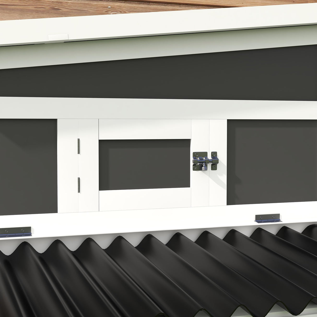 PawHut Wooden Chicken Coop with Nesting Box, Outdoor Poultry Cage or Rabbit Hutch for 6 Chickens with Pull Out Tray, Run, Perches, Ramp, Windows for Duck, Hen, Small Animals, Dark Gray PawHut