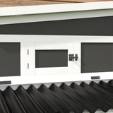 PawHut Wooden Chicken Coop with Nesting Box, Outdoor Poultry Cage or Rabbit Hutch for 6 Chickens with Pull Out Tray, Run, Perches, Ramp, Windows for Duck, Hen, Small Animals, Dark Gray PawHut