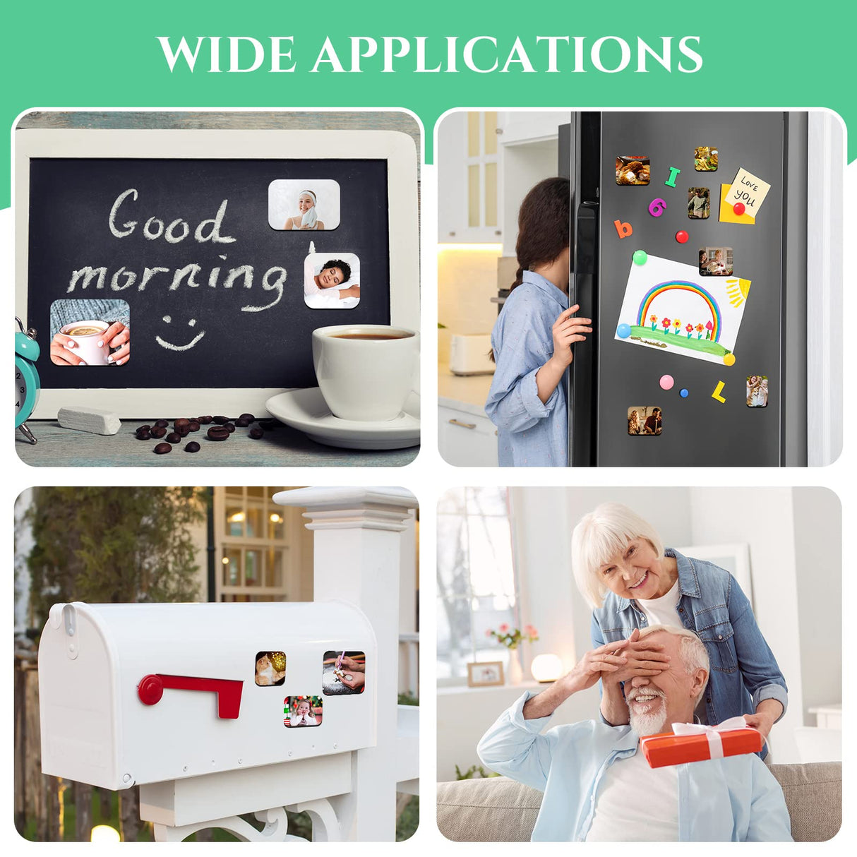 Xuhal 60 Pcs Sublimation Magnet Blanks Sublimation Blank Refrigerator Magnets Products for Kitchen Microwave Oven Office Decor, with 30 Pcs Square Blanks and 30 Pcs Fridge Magnets, 3 Sizes Xuhal