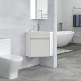 wonline 16" Corner Bathroom Vanity Sink Combo for Small Space Wall Mounted Cabinet Set Design White Resin Basin Sink Top Chrome Faucet and Drain wonline