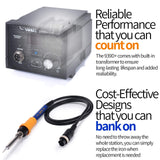 YIHUA 939D+ Digital Soldering Station, 75W Equivalent with Precision Heat Control (392°F to 896°F) and Built-in Transformer. ESD Safe, Lead Free with °C/°F display (Black) YIHUA