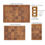 Fibogollo Bamboo Cutting Boards for Kitchen,Kitchen Cutting Board,Wooden Chopping Boards with Juice Groove, Serving Board Set, Splicing Craft Chopping Board for Meat,Vegetables,Fruit,Fish(3 Pcs) Fibogollo