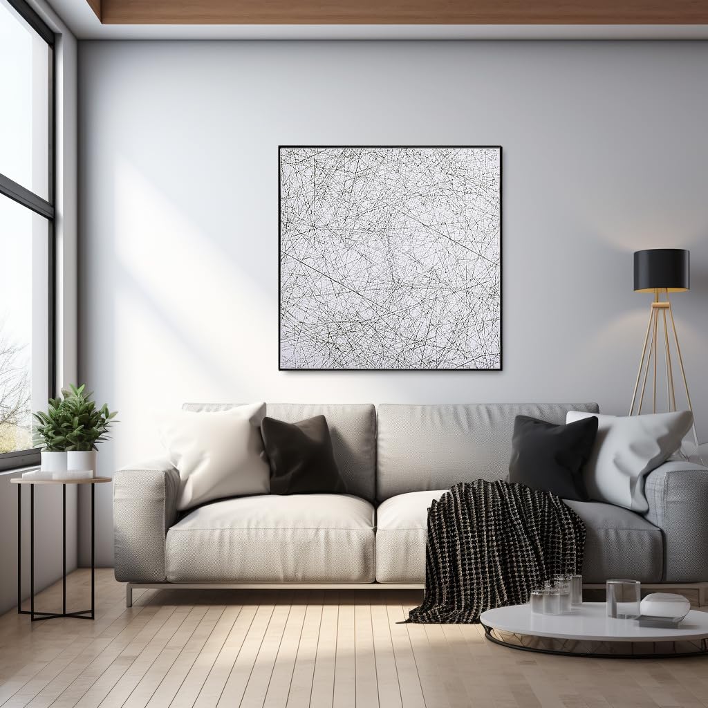 Bgraamiens Puzzle-The Lines -1000 Pieces Black and White Simple Fashion Challenge Blue Board Jigsaw Puzzles Bgraamiens